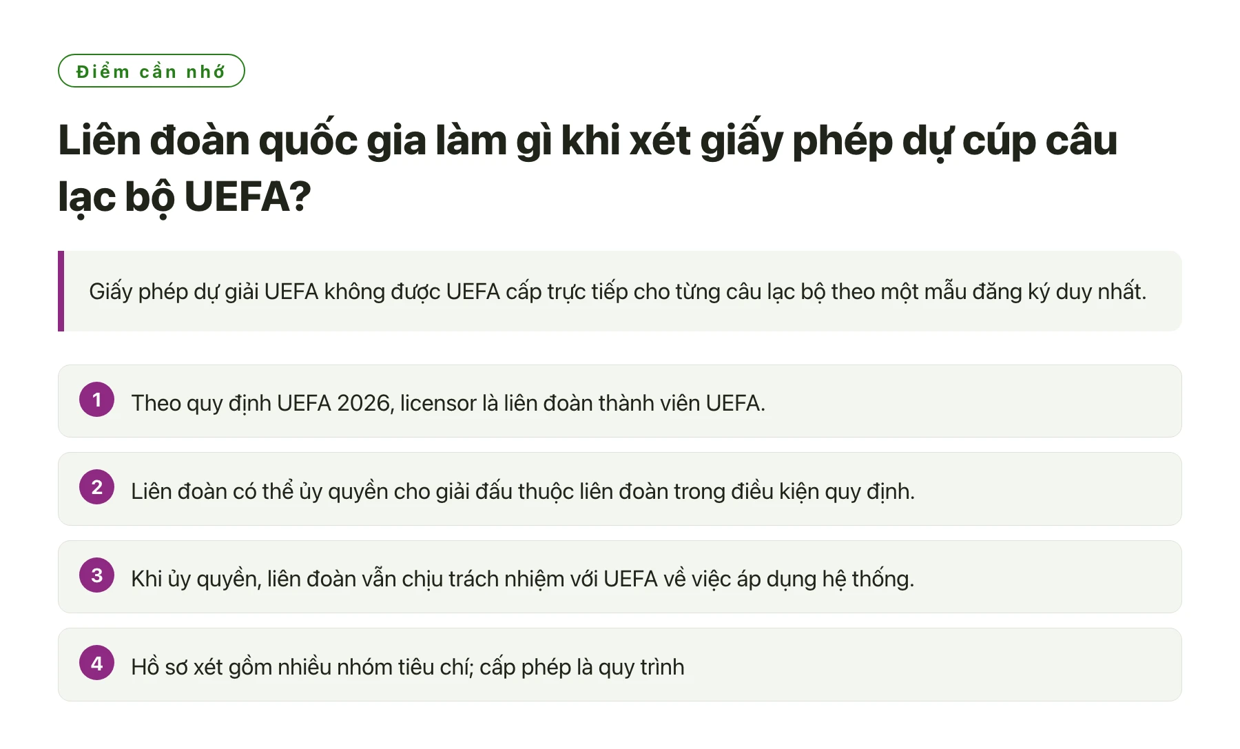 Liên đoàn quốc gia làm gì khi xét giấy phép dự cúp câu lạc bộ UEFA?——全文要点速览