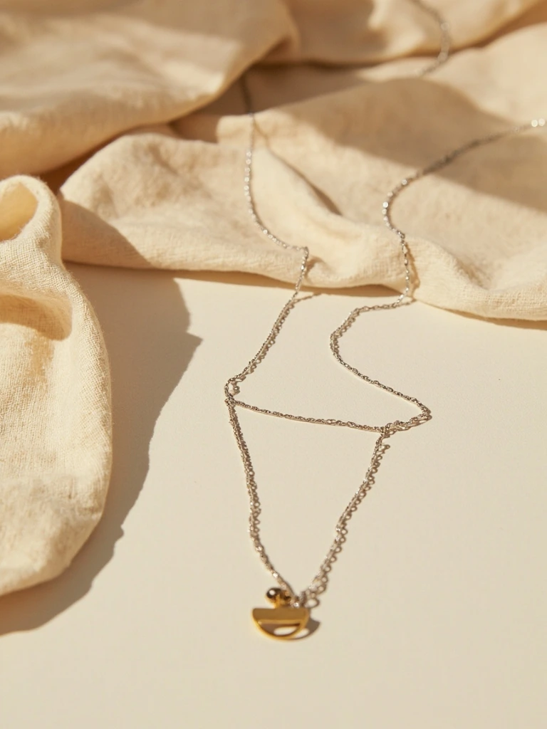 Mixed-metal brass pendant on fine silver chain, No. 09 of 32