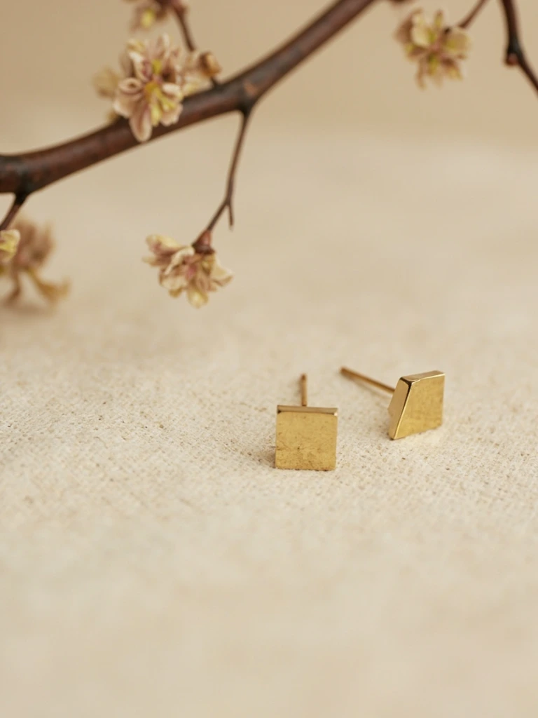 Forged brass geometric stud earrings, Series VII No. 03 of 24